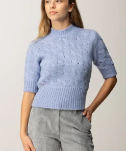 Maglioncino Crop Intrecciato a Maniche Corte